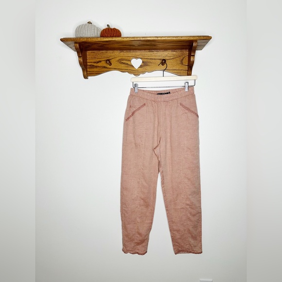 Gudrun Sjoden Pink Linen Straight Leg Pants Size Small - Picture 1 of 4
